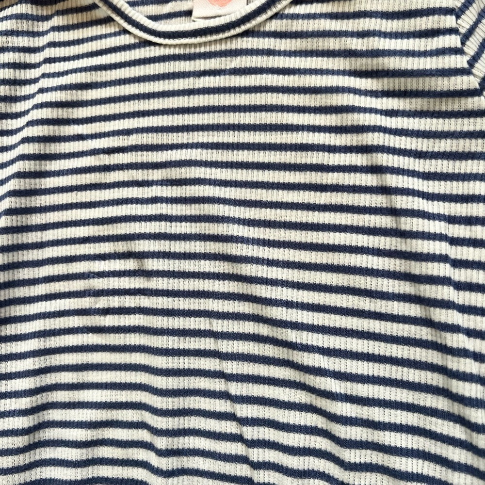 Blue and White 3/4 Bell Sleeve Ruffled Blouse - Picture 2 of 4